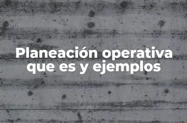 Planeación Operativa que es y Ejemplos