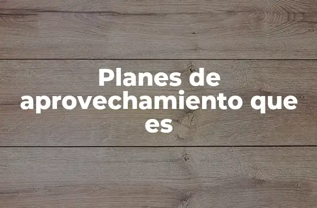 Planes de Aprovechamiento que es