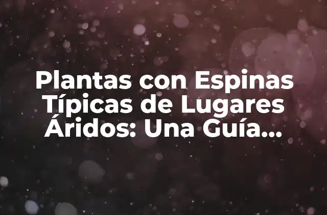 Plantas con Espinas Típicas de Lugares Áridos: una Guía Completa 2 ¿Qué son las Plantas con Espinas Típicas de Lugares Áridos?