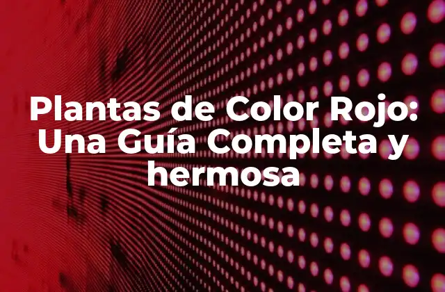 Plantas de Color Rojo: una Guía Completa y Hermosa