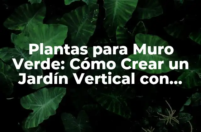 Plantas para Muro Verde: Cómo Crear un Jardín Vertical con Éxito