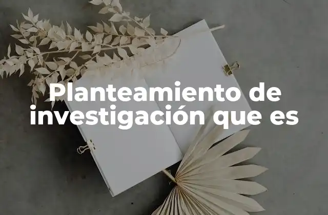 Planteamiento de Investigación que es