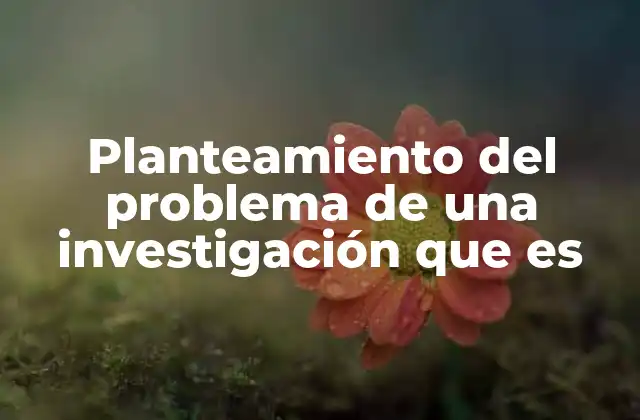 Planteamiento Del Problema de una Investigación que es