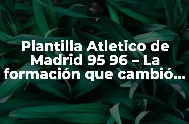 Plantilla Atletico de Madrid 95 96 – la Formación que Cambió la Historia Del Club