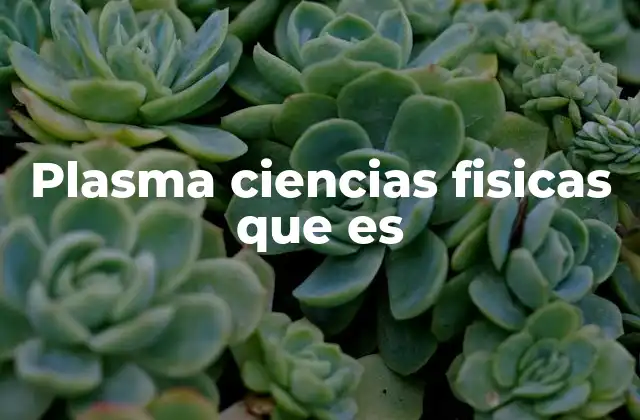 Plasma Ciencias Fisicas que es