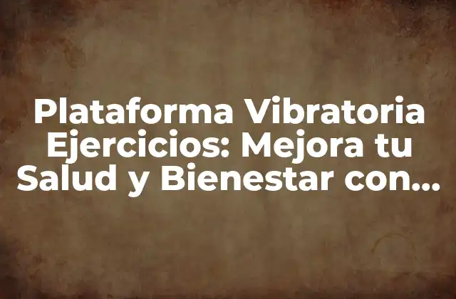 ¿Qué es una Plataforma Vibratoria?