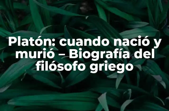 Platón: Cuando Nació y Murió – Biografía Del Filósofo Griego