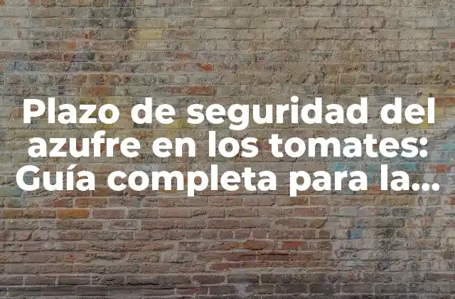 Plazo de Seguridad Del Azufre en los Tomates: Guía Completa para la Aplicación y Seguridad