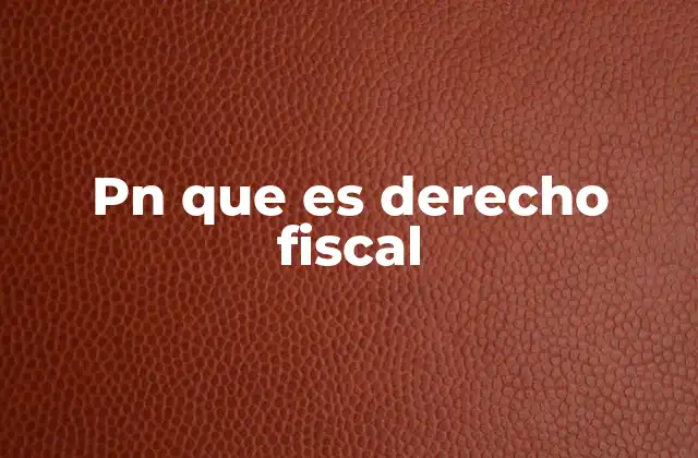 Pn que es Derecho Fiscal