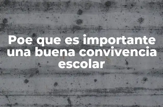 Poe que es Importante una Buena Convivencia Escolar