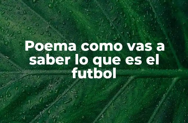 Poema como Vas a Saber Lo que es el Futbol