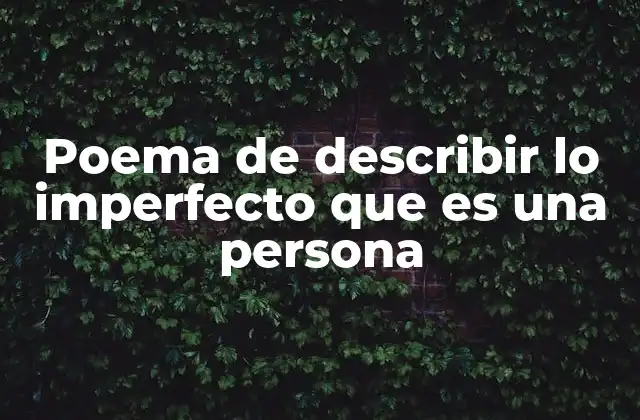 Poema de Describir Lo Imperfecto que es una Persona