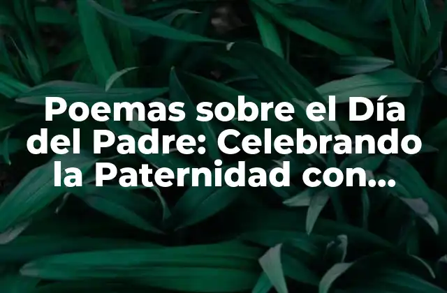 Poemas sobre el Día Del Padre: Celebrando la Paternidad con Palabras Emocionantes