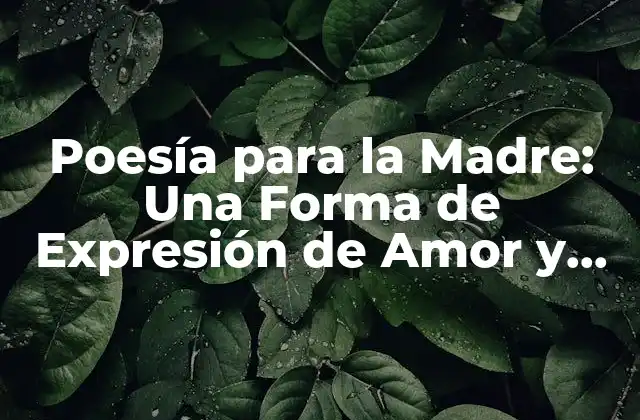 Poesía para la Madre: una Forma de Expresión de Amor y Agradecimiento