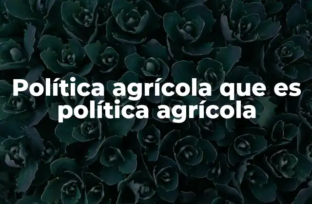 Política Agrícola que es Política Agrícola