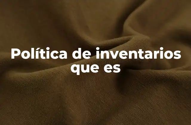 Política de Inventarios que es