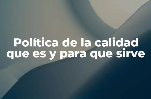 Política de la Calidad que es y para que Sirve