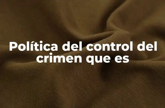 Política Del Control Del Crimen que es