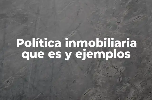 Política Inmobiliaria que es y Ejemplos