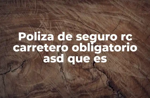 Poliza de Seguro Rc Carretero Obligatorio Asd que es