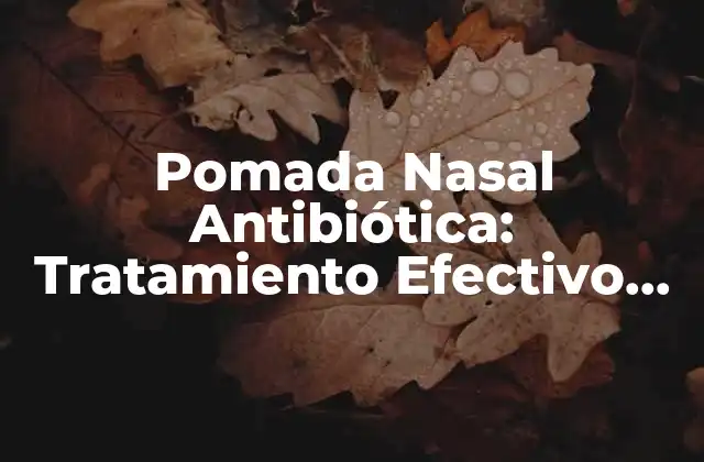 Pomada Nasal Antibiótica: Tratamiento Efectivo para Infecciones Nasales