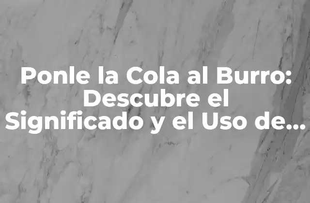 Ponle la Cola Al Burro: Descubre el Significado y el Uso de Esta Expresión Idiomática