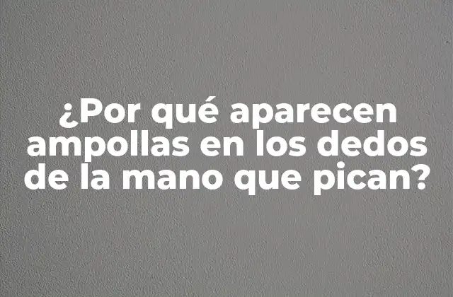 ¿por Qué Aparecen Ampollas en los Dedos de la Mano que Pican?