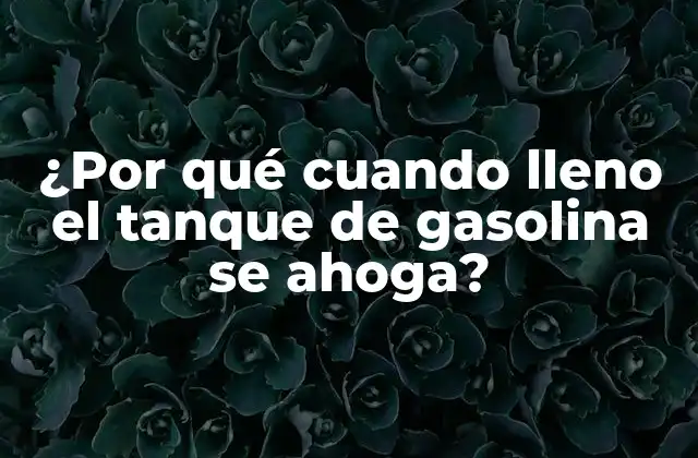 ¿por Qué Cuando Lleno el Tanque de Gasolina Se Ahoga?
