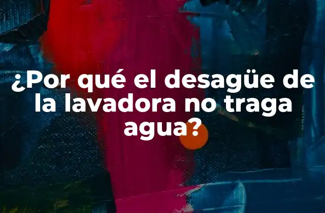 ¿por Qué el Desagüe de la Lavadora No Traga Agua?
