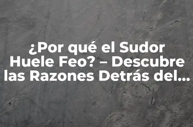 ¿por Qué el Sudor Huele Feo? – Descubre las Razones Detrás Del Olor Del Sudor