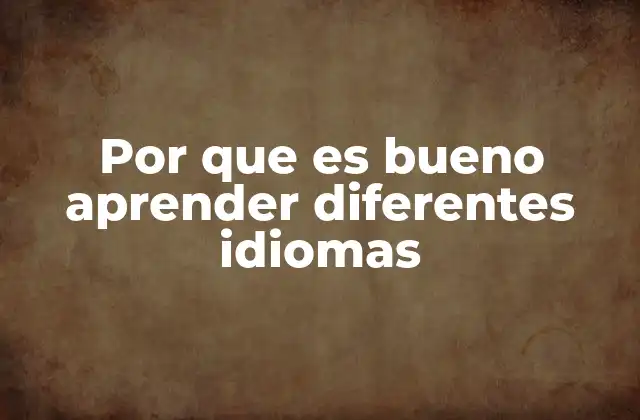 Por que es Bueno Aprender Diferentes Idiomas
