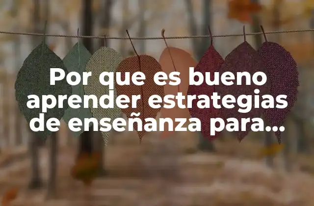 Por que es Bueno Aprender Estrategias de Enseñanza para Niños