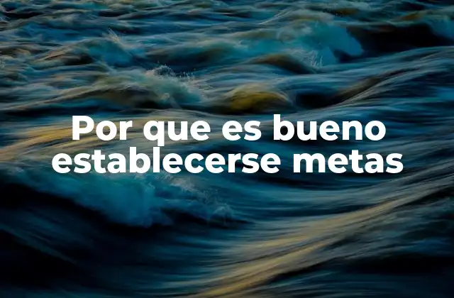 Por que es Bueno Establecerse Metas