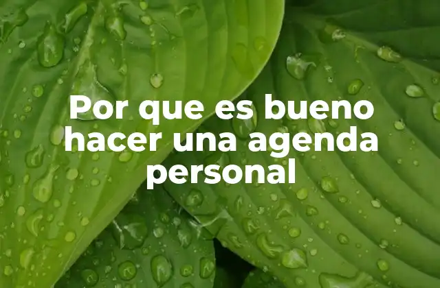 Por que es Bueno Hacer una Agenda Personal