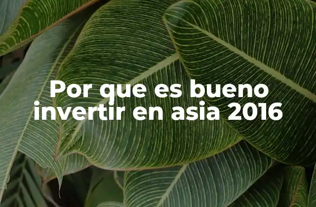Por que es Bueno Invertir en Asia 2016