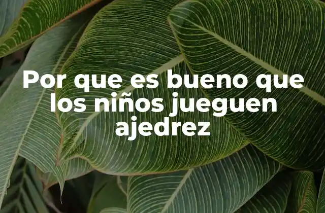 Por que es Bueno que los Niños Jueguen Ajedrez