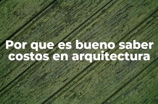 Por que es Bueno Saber Costos en Arquitectura