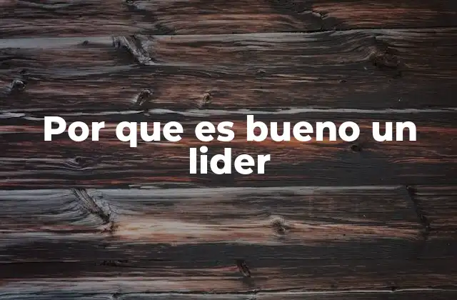 Por que es Bueno un Lider