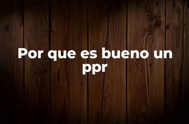 Por que es Bueno un Ppr