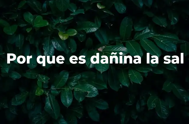 Por que es Dañina la Sal