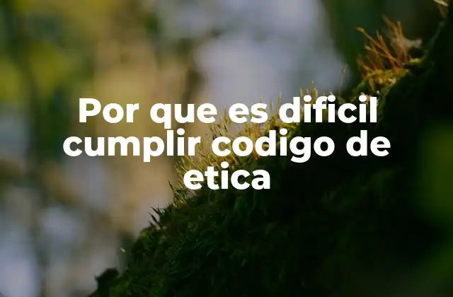 Por que es Dificil Cumplir Codigo de Etica
