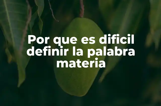 Por que es Dificil Definir la Palabra Materia