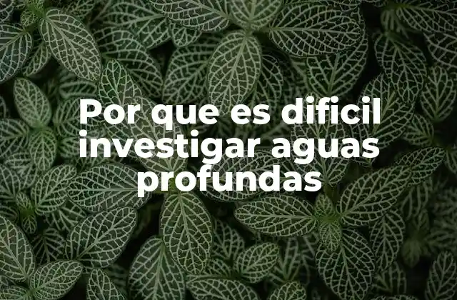 Por que es Dificil Investigar Aguas Profundas