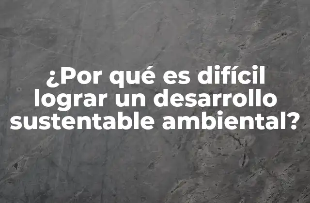 ¿por Qué es Difícil Lograr un Desarrollo Sustentable Ambiental?