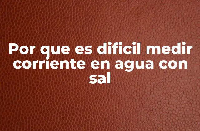 Por que es Dificil Medir Corriente en Agua con Sal