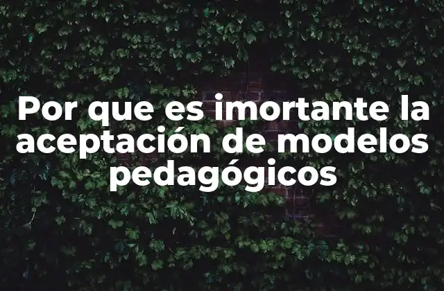 Por que es Imortante la Aceptación de Modelos Pedagógicos