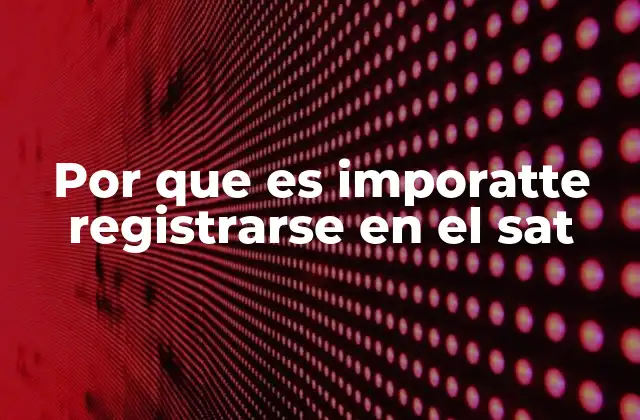 Por que es Imporatte Registrarse en el Sat