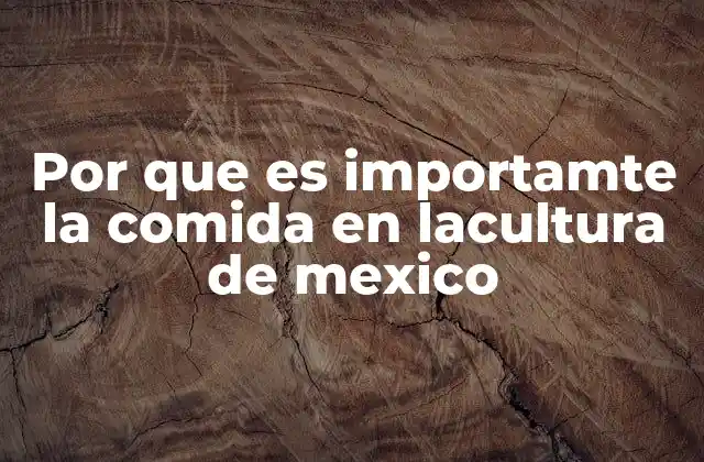Por que es Importamte la Comida en Lacultura de Mexico