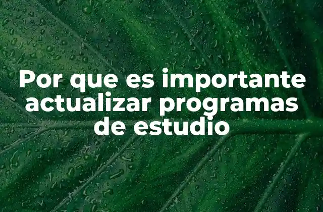 Por que es Importante Actualizar Programas de Estudio