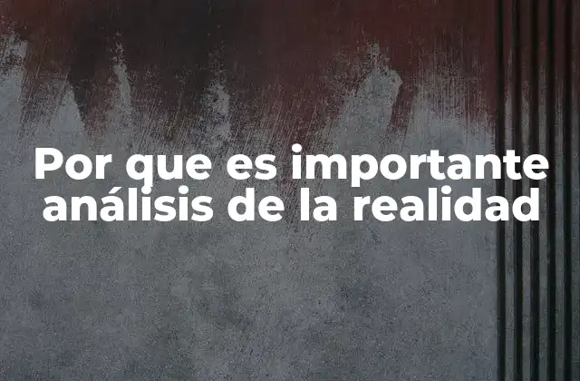 Por que es Importante Análisis de la Realidad
